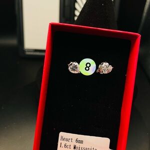 Heart-Cut Moissanite Stud Earrings in Clear/Silver